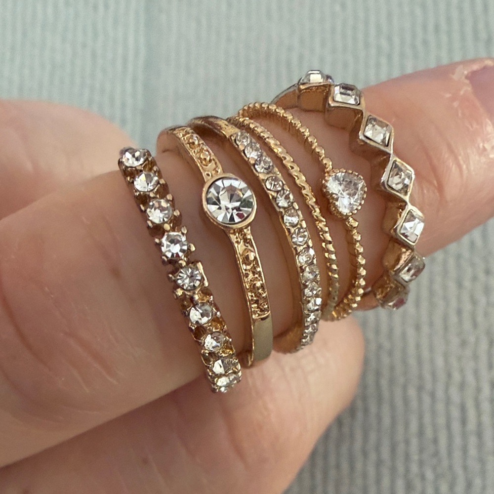 Gold Crystal Stackable Ring Set - Women Jewelry